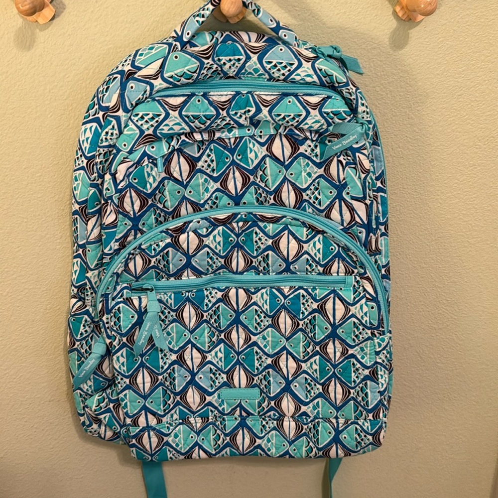 NWT Vera Bradley essential large backpack go fish blue large